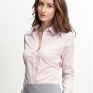 Ann Taylor Petite Pale Pink Button Down Blouse